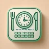 DALL·E 2025-03-25 17.30.48 - A minimalistic and modern icon representing 'No Skipping Meals'. The icon features a clock with a plate and fork and knife, symbolizing scheduled meal
